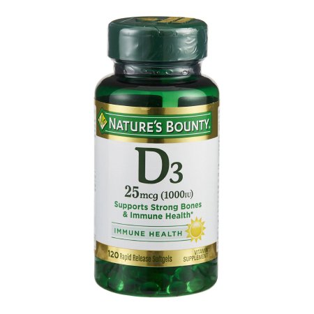 US Nutrition  07431215605 Vitamin Supplement Nature's Bounty Vitamin D 1000 IU Strength Softgel 100 per Bottle