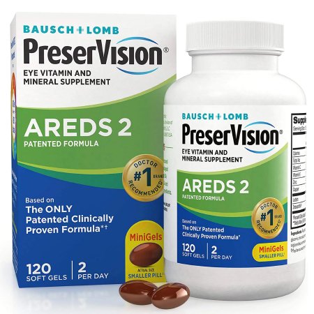 Bausch & Lomb  24208069762 Eye Vitamin Supplement PreserVision Areds 2 Ascorbic Acid / Vitamin E 2200 IU - 226 mg Strength Capsule 120 per Bottle