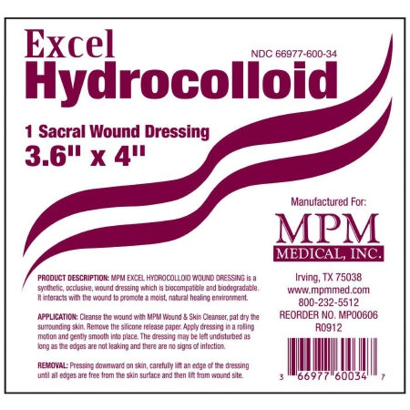 MPM Medical  MP00606 Hydrocolloid Dressing Excel 3-3/5 X 4 Inch Sacral