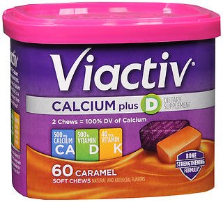 Emerson Healthcare  85714100496 Joint Health Supplement Viactiv Calcium / Vitamin D / Vitamin K 500 IU - 500 mg - 40 mg Strength Chewable Tablet 60 per Box Caramel Flavor