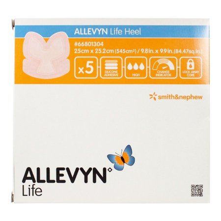 Smith & Nephew  66801304 Foam Dressing Allevyn Life 9-4/5 X 9-9/10 Inch With Border Film Backing Silicone Gel Adhesive Heel Sterile