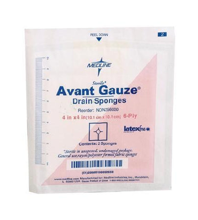 Medline  PRM256000 Drain Sponge Medline 4 X 4 Inch Sterile 6-Ply