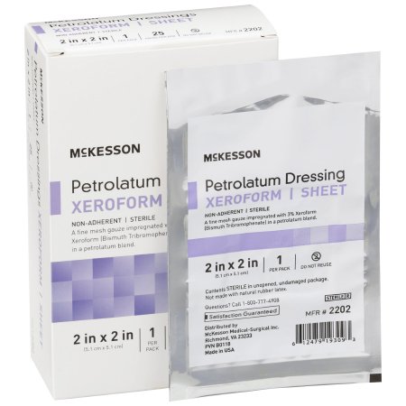 McKesson Brand 2202 Xeroform Petrolatum Impregnated Dressing McKesson Square 2 X 2 Inch Sterile