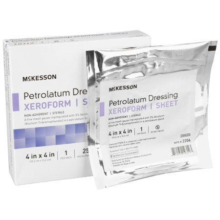 McKesson Brand 2206 Xeroform Petrolatum Impregnated Dressing McKesson Square 4 X 4 Inch Sterile