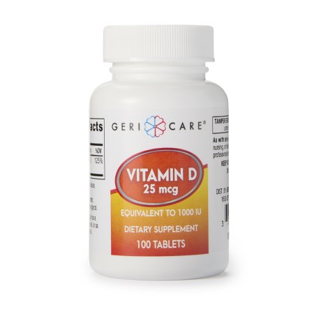 Geri-Care  876-01-GCP Vitamin Supplement Geri-Care Vitamin D3 1000 IU Strength Tablet 100 per Bottle