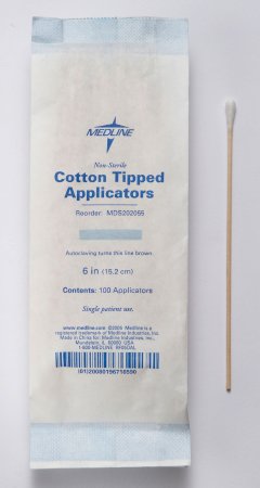 Medline  MDS202055 Swabstick Cotton Tip Wood Shaft 6 Inch NonSterile 100 per Pack