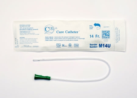 Cure Medical  M14U Urethral Catheter Cure Catheter Straight Tip Uncoated PVC 14 Fr. 16 Inch