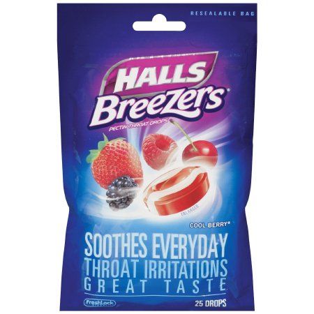 DOT Foods - Kraft Foods Inc  31254662159 Sore Throat Relief Halls Breezers 7 mg Strength Lozenge 25 per Bag