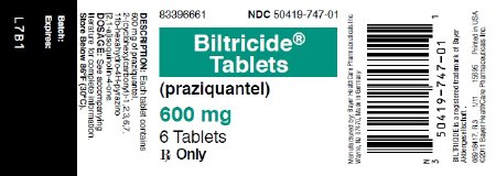 Bayer  50419074701 Biltricide Praziquantel 600 mg Tablet Bottle 6 Tablets