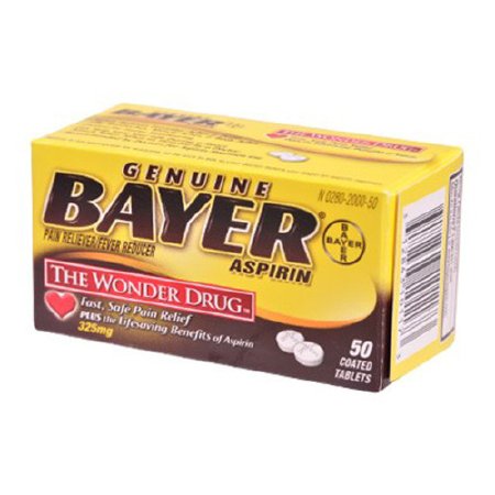 Bayer  31284355537 Pain Relief Bayer 325 mg Strength Aspirin Tablet 50 per Bottle