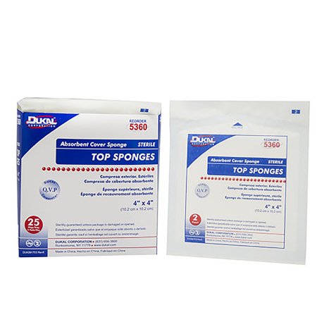 Dukal  5360 Nonwoven Sponge Dukal 4 X 4 Inch 2 per Pack Sterile 1-Ply Square