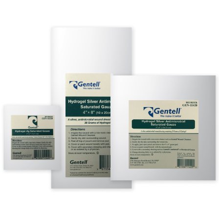 Gentell  GEN-11420C Silver Hydrogel Dressing Hydrogel Ag 4 X 4 Inch Square