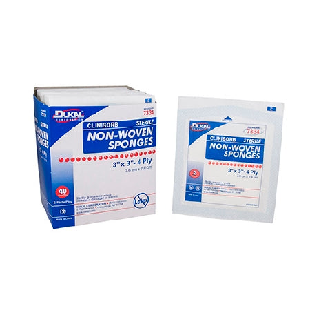 Dukal  7334 Nonwoven Sponge Clinisorb 3 X 3 Inch 2 per Pack Sterile 4-Ply Square