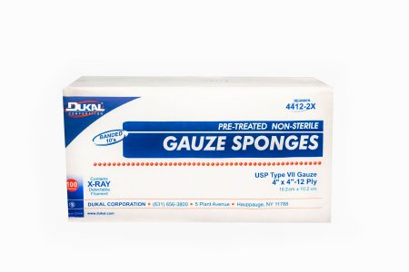 Dukal  4412-2X Gauze Sponge Dukal 4 X 4 Inch 10 per Pack NonSterile 12-Ply Square