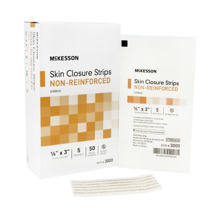 McKesson Brand 3000 Skin Closure Strip McKesson 1/8 X 3 Inch Nonwoven Material Flexible Strip Tan