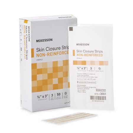 McKesson Brand 3001 Skin Closure Strip McKesson 1/4 X 3 Inch Nonwoven Material Flexible Strip Tan