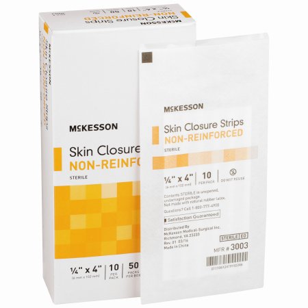 McKesson Brand 3003 Skin Closure Strip McKesson 1/4 X 4 Inch Nonwoven Material Flexible Strip Tan