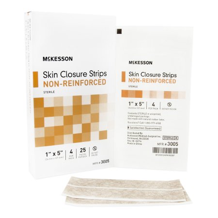 McKesson Brand 3005 Skin Closure Strip McKesson 1 X 5 Inch Nonwoven Material Flexible Strip Tan