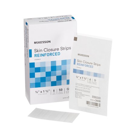 McKesson Brand 3008 Skin Closure Strip McKesson 1/4 X 1-1/2 Inch Nonwoven Material Reinforced Strip White