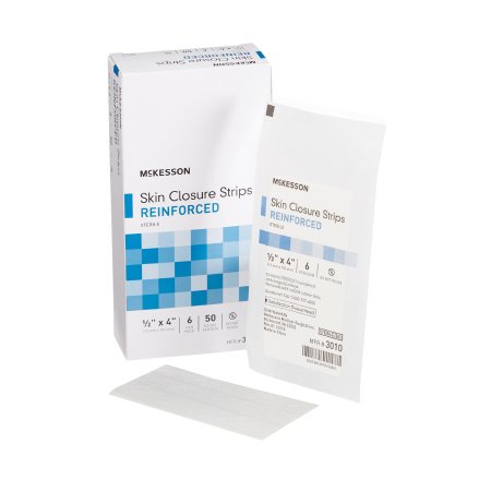 McKesson Brand 3010 Skin Closure Strip McKesson 1/2 X 4 Inch Nonwoven Material Reinforced Strip White