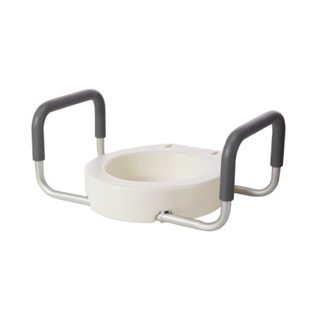 Drive Medical  12402 Raised Toilet Seat with Arms drive 3-1/2 Inch Height White 300 lbs. Weight Capacity