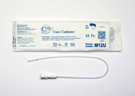 Cure Medical  M12U Urethral Catheter Cure Catheter Straight Tip Uncoated PVC 12 Fr. 16 Inch