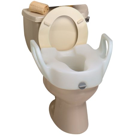 Maddak  725753111 Raised Toilet Seat with Arms Lock-On 11-1/2 Inch Height White 300 lbs. Weight Capacity