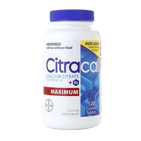 Bayer  01650053505 Joint Health Supplement Citracal Max Calcium / Vitamin D 315 mg - 250 IU Strength Caplet 120 per Bottle