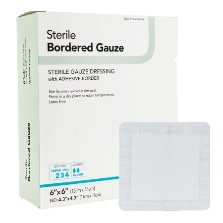 DermaRite Industries  00263E Adhesive Dressing DermaRite Bordered Gauze 6 X 6 Inch Square Sterile