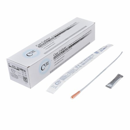 Cure Medical  HM16 Urethral Catheter Cure Catheter Straight Tip Hydrophilic Coated Plastic 16 Fr. 16 Inch