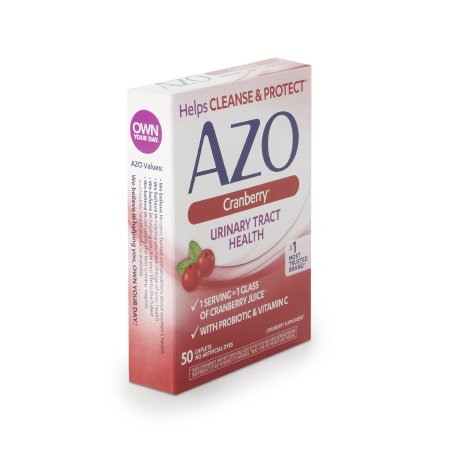 I Health Inc  87651042067 Urinary Pain Relief AZO Vitamin C 60mg, Calcium 110 mg, Cranberry 500 mg, Bacillus Coagulans 30 mg Tablet 50 per Box