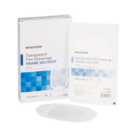 McKesson Brand 4986 Transparent Film Dressing McKesson 4 X 4-3/4 Inch Frame Style Delivery Octagon Sterile