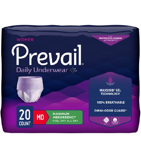 First Quality PWC-512/1 Female Adult Absorbent Underwear Prevail For Women Daily Underwear Pull On with Tear Away Seams Medium Disposable Heavy Absorbency