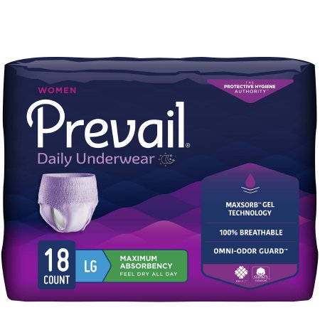 First Quality PWC-513/1 Female Adult Absorbent Underwear Prevail For Women Daily Underwear Pull On with Tear Away Seams Large Disposable Heavy Absorbency