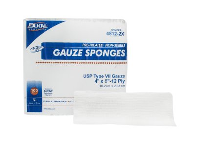 Dukal  4812-2X Gauze Sponge Dukal 4 X 8 Inch 100 per Pack NonSterile 12-Ply Rectangle