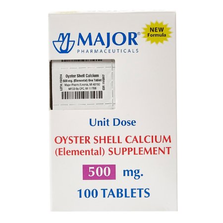 Major Pharmaceuticals  00904188361 Joint Health Supplement Major Oyster Shell 500 mg Strength Tablet 100 per Box