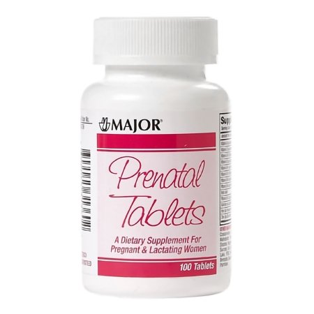 Major Pharmaceuticals  00904531346 Prenatal Vitamin Supplement Major PNV No. 96 / Iron / Folic Acid 27 mg - 0.8 mg Strength Tablet 30 per Bottle