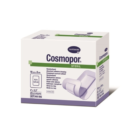 Hartmann  900806 Adhesive Dressing Cosmopor 3-1/5 X 4 Inch Nonwoven Rectangle White Sterile