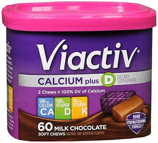 Emerson Healthcare  85714100497 Joint Health Supplement Viactiv Calcium / Vitamin D / Vitamin K 500 IU - 500 mg - 40 mg Strength Chewable Tablet 60 per Box Milk Chocolate Flavor