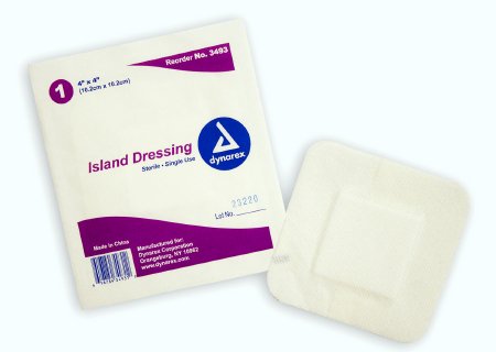 Dynarex  3493 Adhesive Dressing Dynarex 4 X 4 Inch Square Sterile