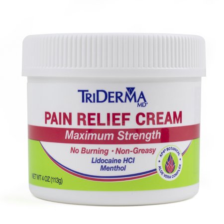 Genuine Virgin Aloe Corp dba Triderma  73041 Topical Pain Relief TriDerma MD 4% - 1% Strength Lidocaine / Menthol Cream 4 oz.