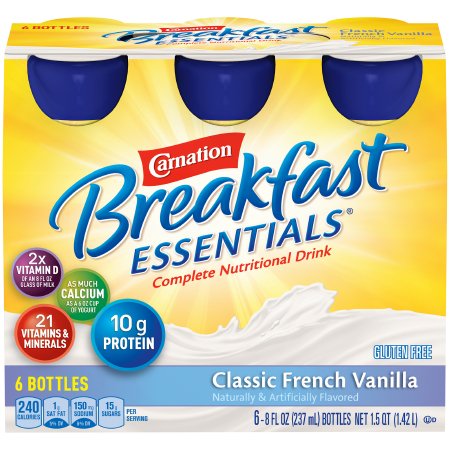 Nestle Healthcare Nutrition 12230501 Oral Supplement Carnation Breakfast Essentials French Vanilla Flavor Liquid 8 oz. Bottle