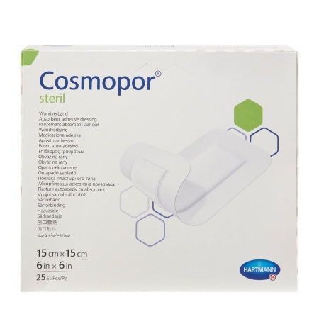 Hartmann  900823 Adhesive Dressing Cosmopor 6 X 6 Inch Nonwoven Square White Sterile