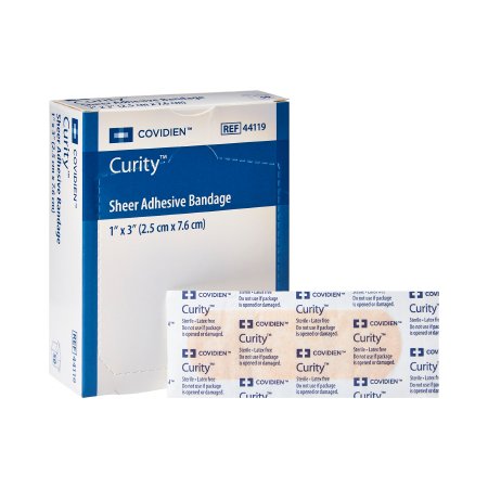 Cardinal  44119 Adhesive Strip Curity 1 X 3 Inch Plastic Rectangle Sheer Sterile