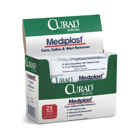 Medline  08019630260 Corn / Callus / Wart Remover Curad MediPlast 40% Strength Medicated Pad 25 per Box