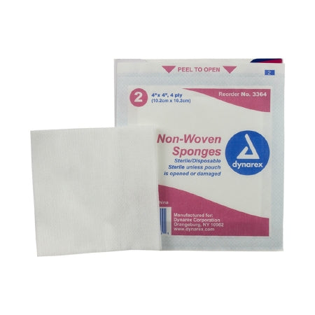 Dynarex  3364 Nonwoven Sponge Dynarex 4 X 4 Inch 2 per Pack Sterile 4-Ply Square