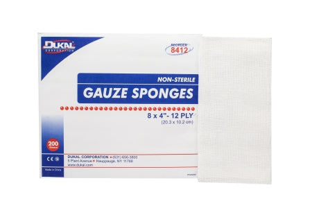 Dukal  8412 Gauze Sponge Dukal 4 X 8 Inch 200 per Pack NonSterile 12-Ply Rectangle