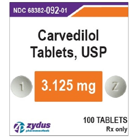 Zydus Pharmaceuticals  68382009201 Carvedilol 3.125 mg Tablet Bottle 100 Tablets