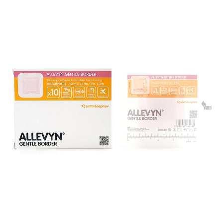 Smith & Nephew  66020402 Foam Dressing Allevyn Gentle Border 3 X 3 Inch With Border Film Backing Silicone Gel Adhesive Square Sterile