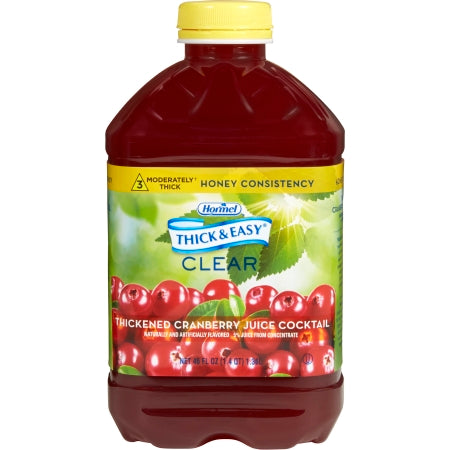 Hormel Food Sales 48030 Thickened Beverage Thick & Easy 46 oz. Bottle Cranberry Juice Cocktail Flavor Liquid IDDSI Level 3 Moderately Thick/Liquidized